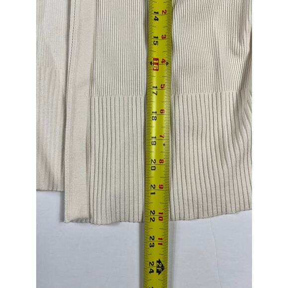 Ann Taylor Open Front Ribbed Cardigan Sweater Ivory size Large L - Picture 9 of 9